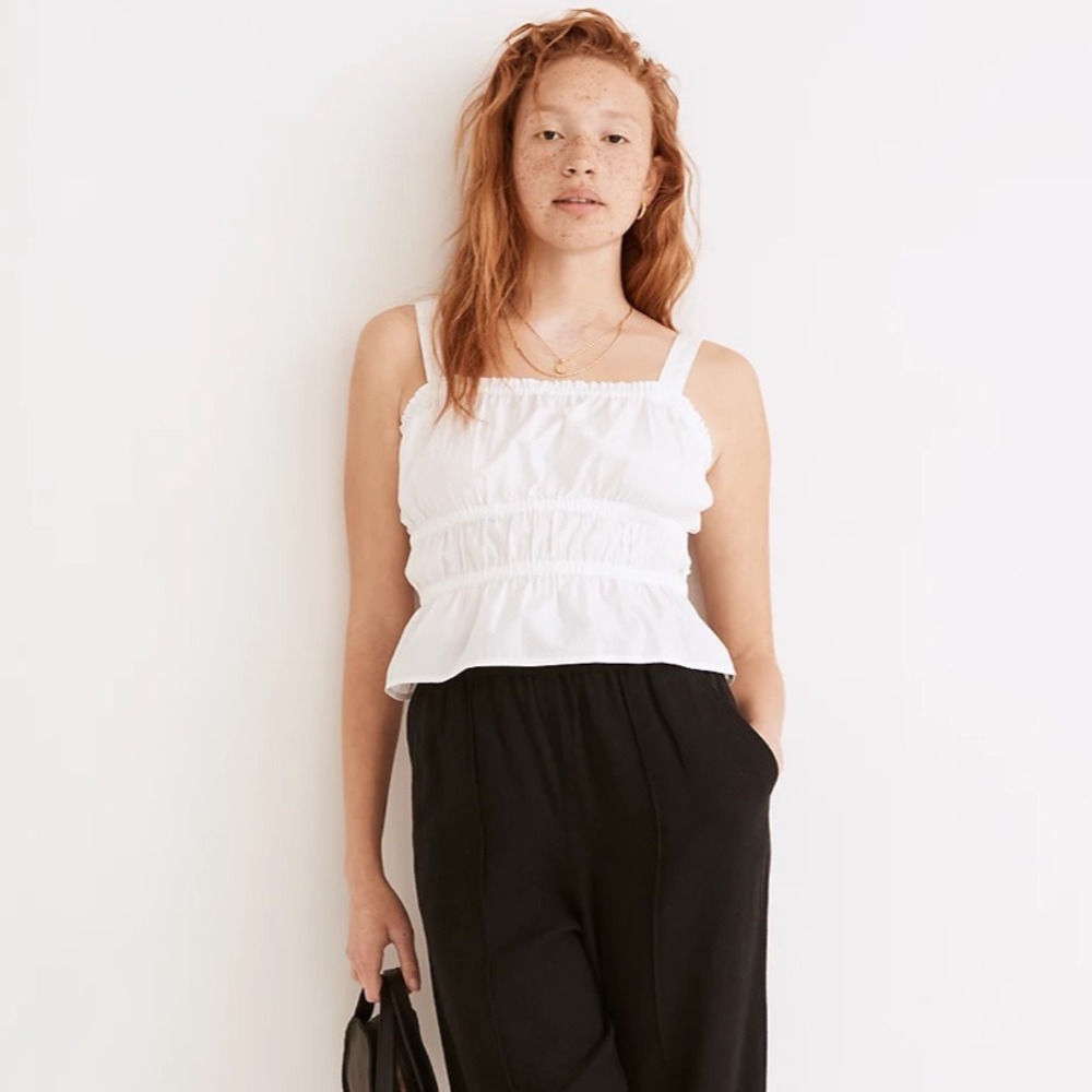 Madewell Poplin Sophia Peplum Tank sz S NF213